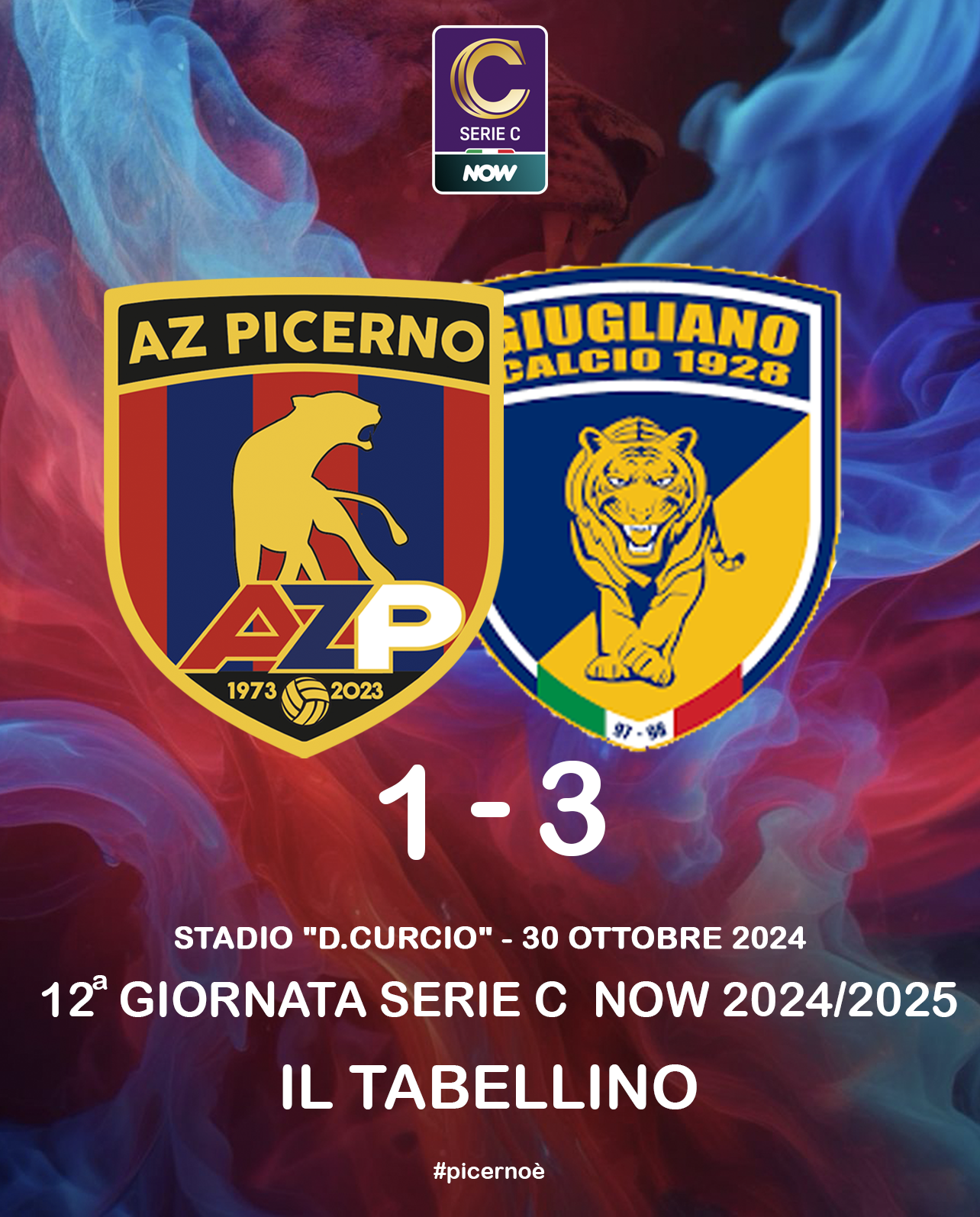 AZ PICERNO – GIUGLIANO: 1-3 | IL TABELLINO