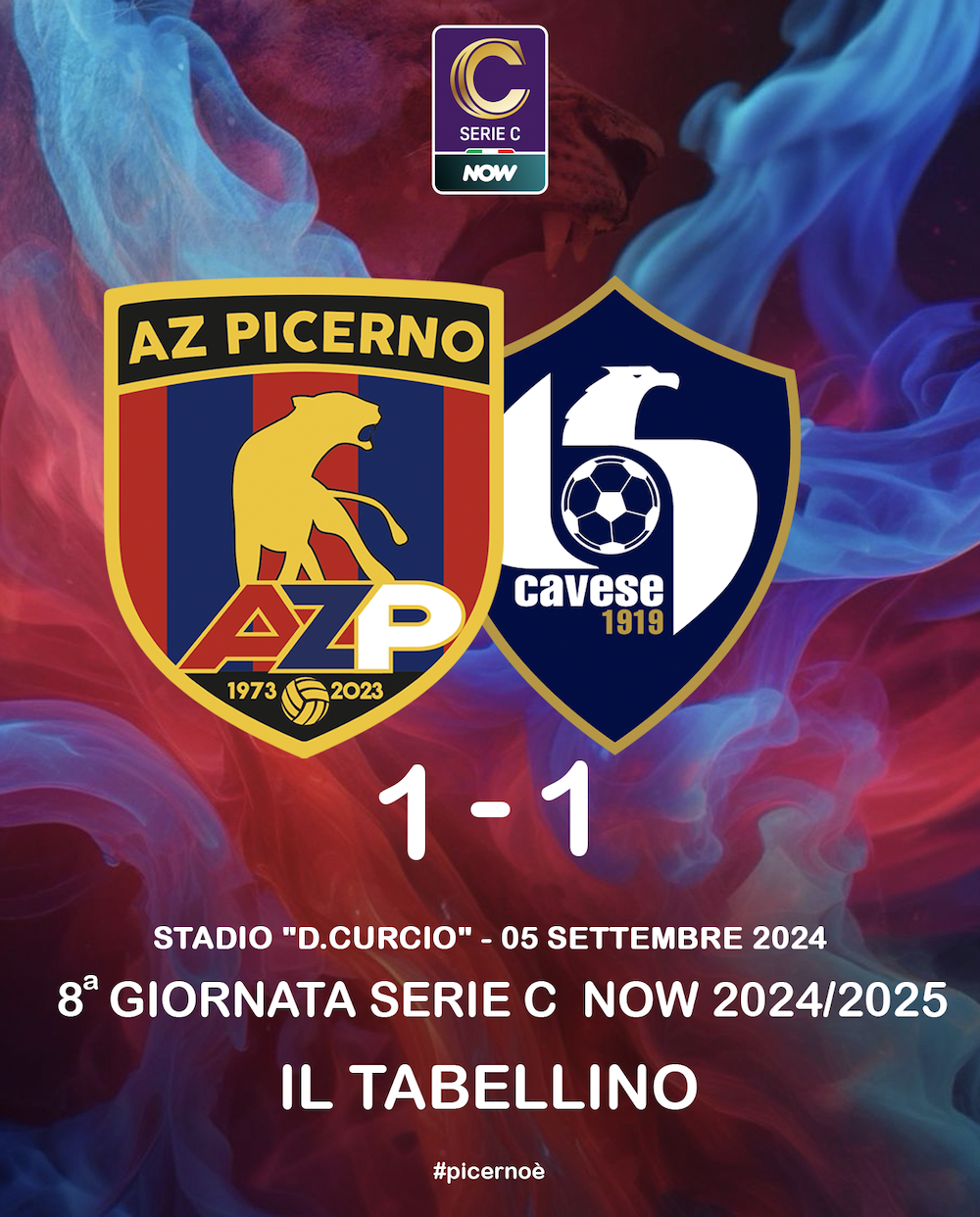 AZ PICERNO – CAVESE: 1-1 | IL TABELLINO