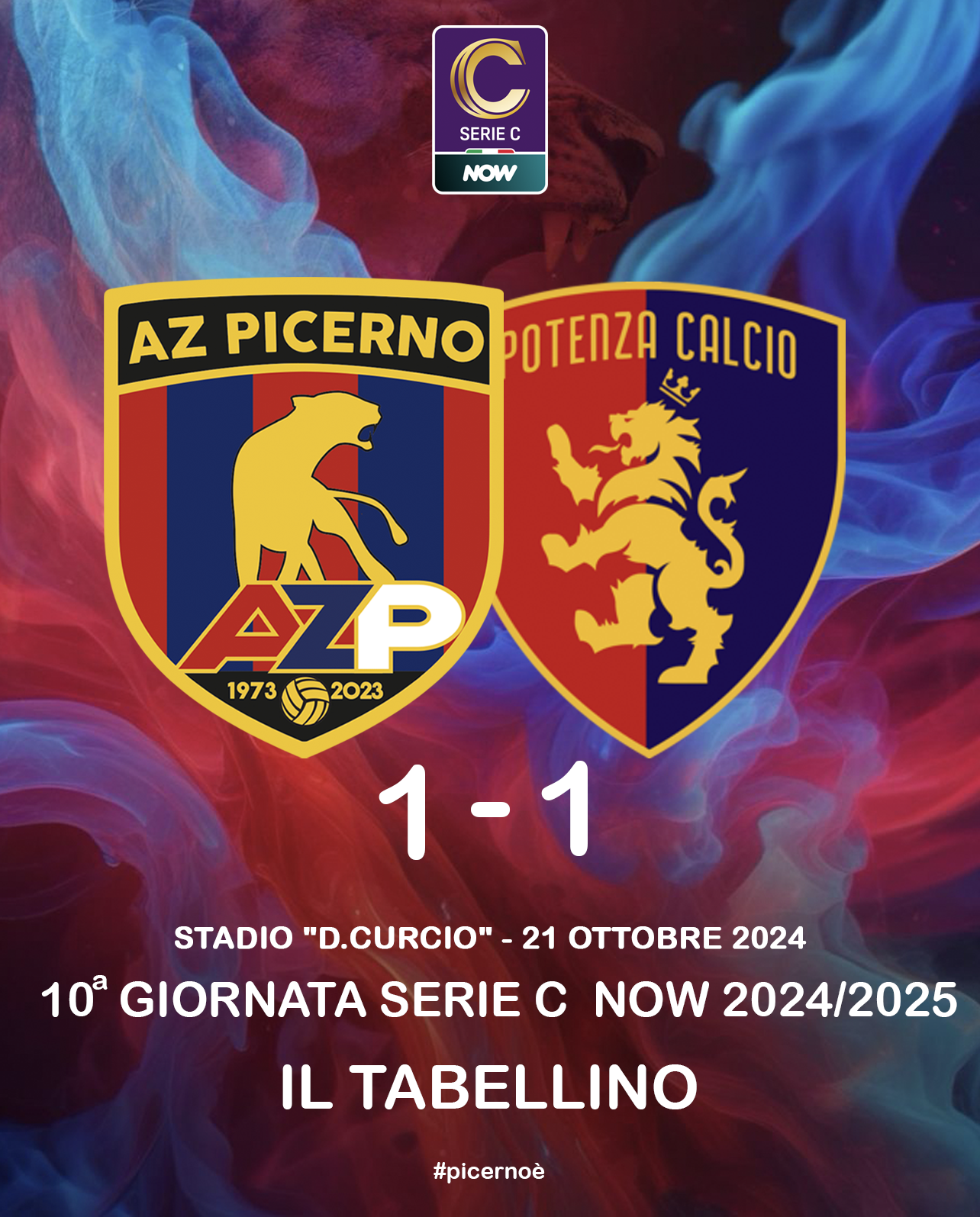 Scopri di più sull'articolo AZ PICERNO – POTENZA: 1-1 | IL TABELLINO